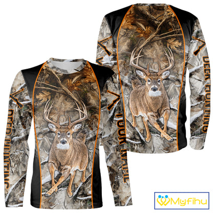 Deer Hunting Custom Name Hoodie Forest Camouflage Hunting Shirt for Men NBT310