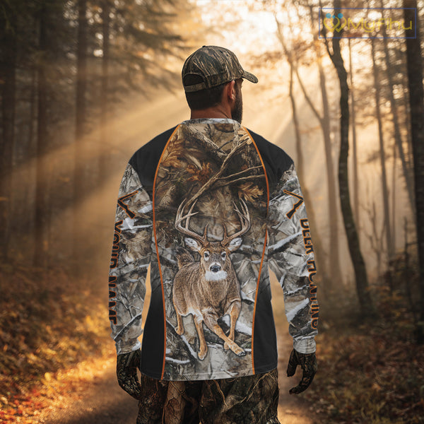 Deer Hunting Custom Name Hoodie Forest Camouflage Hunting Shirt for Men NBT310