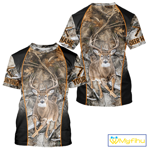 Deer Hunting Custom Name Hoodie Forest Camouflage Hunting Shirt for Men NBT310
