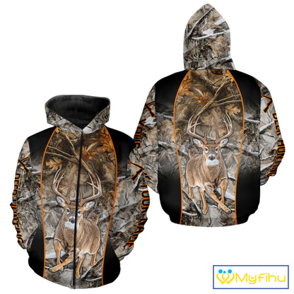 Deer Hunting Custom Name Hoodie Forest Camouflage Hunting Shirt for Men NBT310