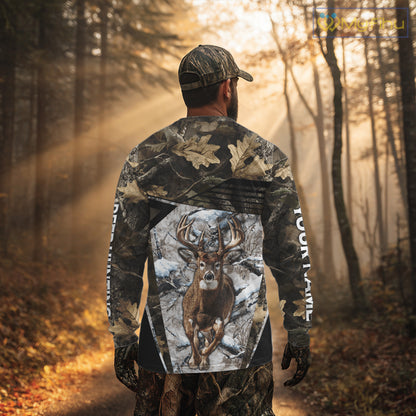 Personalized Whitetail Deer Hunting Camo 3D Print Custom Name Shirts, Hunting Camo Hoodie NBT313