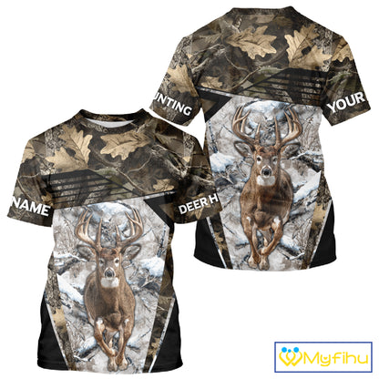 Personalized Whitetail Deer Hunting Camo 3D Print Custom Name Shirts, Hunting Camo Hoodie NBT313