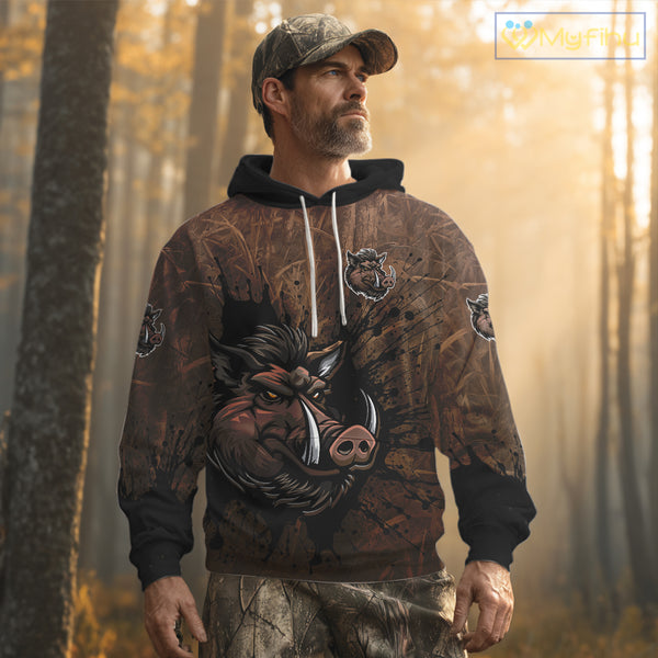 Brown Camo Boar Hunting 3D All Over Printed Shirts, Custom Boar Hunting Outfit, Hunting Gifts NBT212