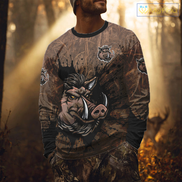 Brown Camo Boar Hunting 3D All Over Printed Shirts, Custom Boar Hunting Outfit, Hunting Gifts NBT212
