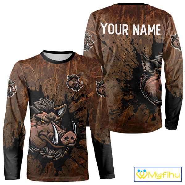 Brown Camo Boar Hunting 3D All Over Printed Shirts, Custom Boar Hunting Outfit, Hunting Gifts NBT212