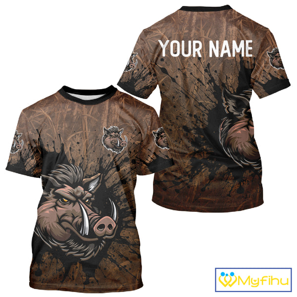 Brown Camo Boar Hunting 3D All Over Printed Shirts, Custom Boar Hunting Outfit, Hunting Gifts NBT212