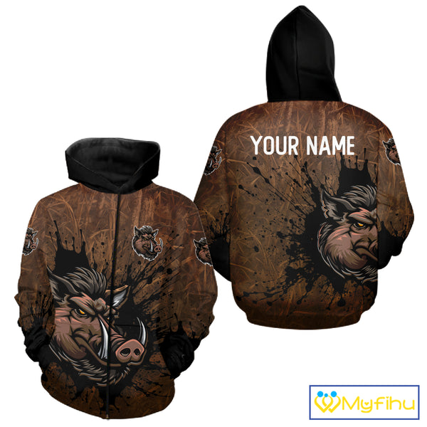 Brown Camo Boar Hunting 3D All Over Printed Shirts, Custom Boar Hunting Outfit, Hunting Gifts NBT212