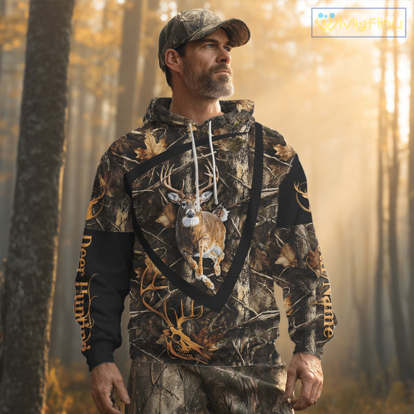Personalized Whitetail Deer Hunting Brown Camouflage 3D All Over Printed Shirt NBT277