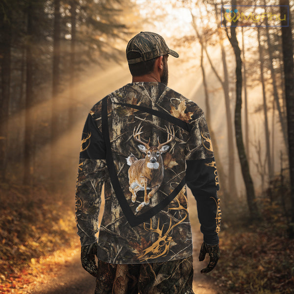 Personalized Whitetail Deer Hunting Brown Camouflage 3D All Over Printed Shirt NBT277