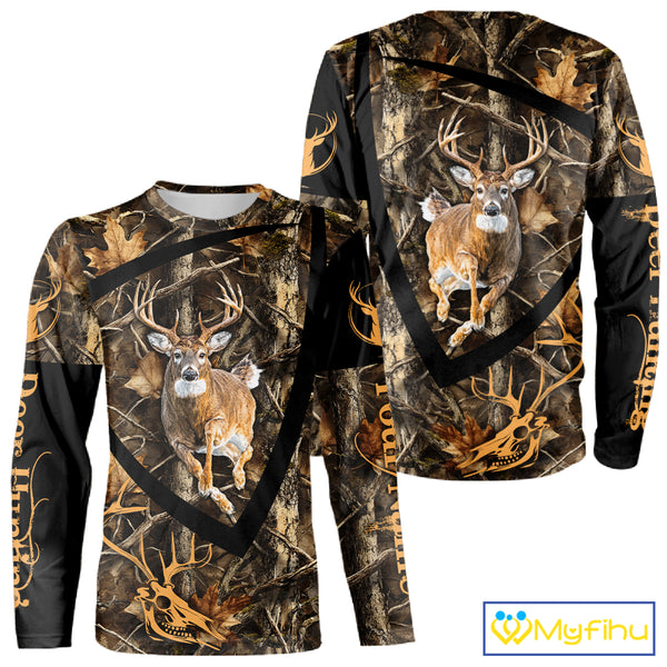 Personalized Whitetail Deer Hunting Brown Camouflage 3D All Over Printed Shirt NBT277