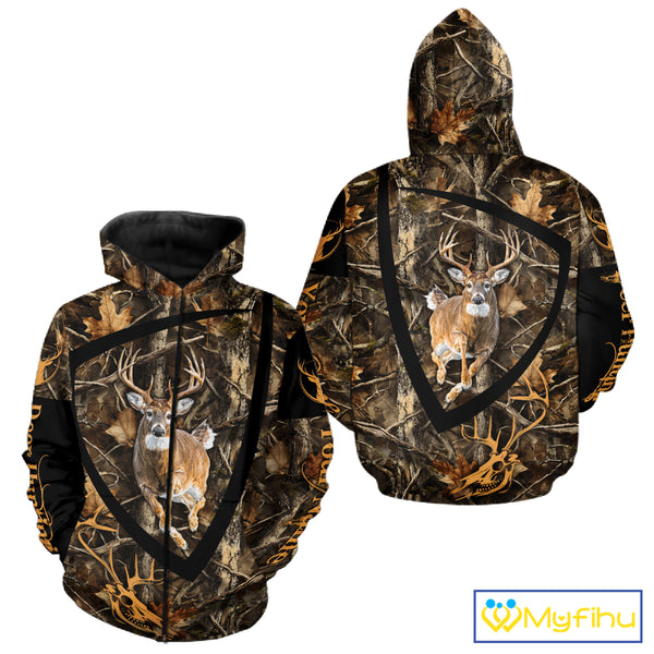 Personalized Whitetail Deer Hunting Brown Camouflage 3D All Over Printed Shirt NBT277