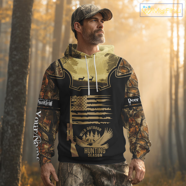 Custom Deer Hunting Season Camo Shirt for Men, Hunting Apparel for Deer Hunters, Hunting Gifts NBT116