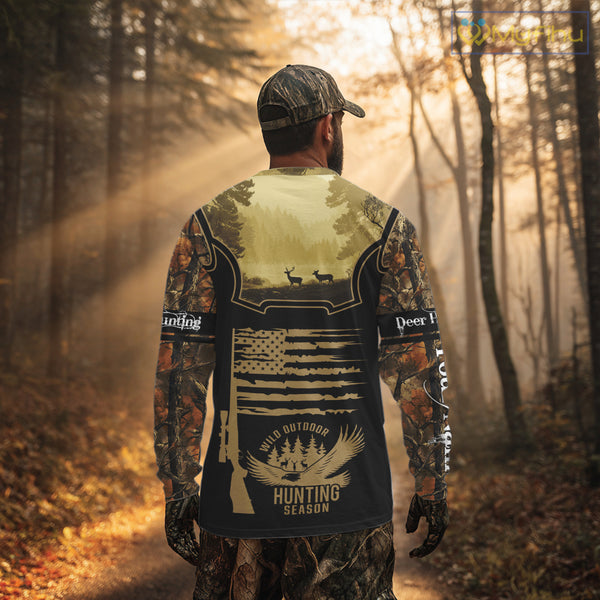 Custom Deer Hunting Season Camo Shirt for Men, Hunting Apparel for Deer Hunters, Hunting Gifts NBT116