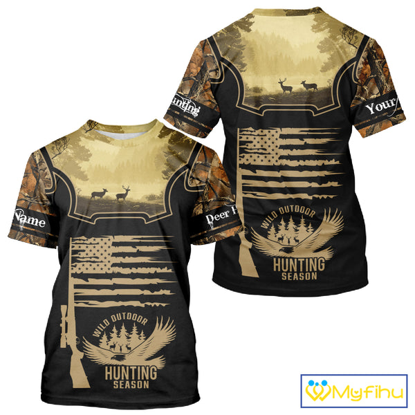 Custom Deer Hunting Season Camo Shirt for Men, Hunting Apparel for Deer Hunters, Hunting Gifts NBT116