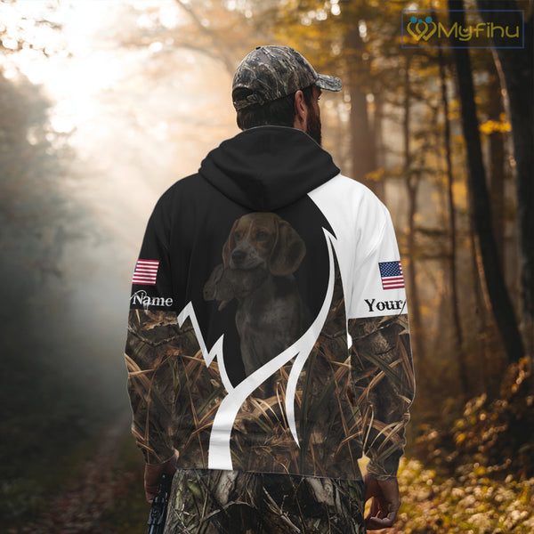 Personalized Rabbit Hunting Beagle Dog American Flag Details Camo 3D Shirts, Rabbit Hunting Gifts NBT216