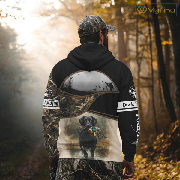 Duck Hunting Black Labrador Retriever Camouflage 3D Printed Shirts, Duck Hunting Camo Shirt NBT218