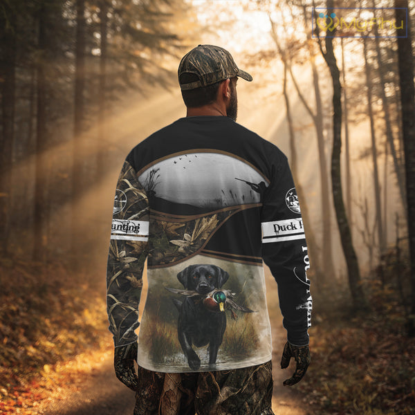 Duck Hunting Black Labrador Retriever Camouflage 3D Printed Shirts, Duck Hunting Camo Shirt NBT218
