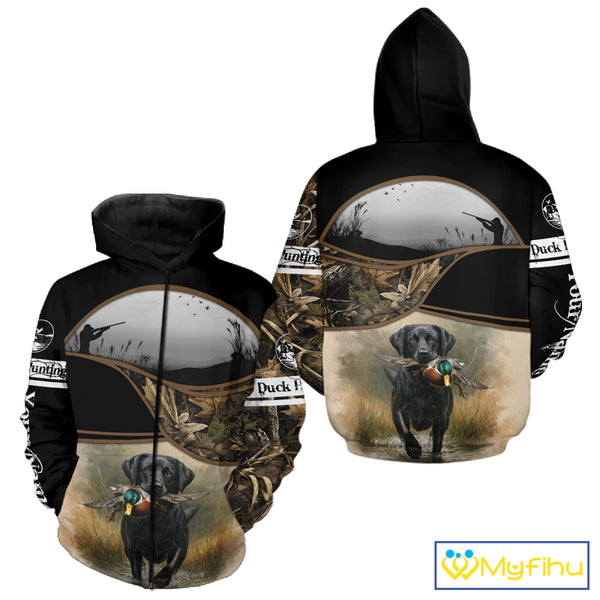 Duck Hunting Black Labrador Retriever Camouflage 3D Printed Shirts, Duck Hunting Camo Shirt NBT218