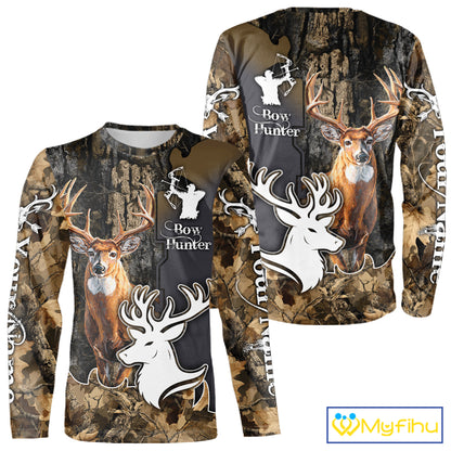 Personalized Deer Hunting 3D All Over Printed Hoodie Brown Leaves Camo, Hunting accessories NBT318