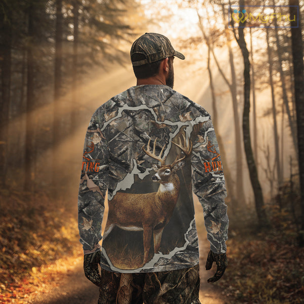 Custom Whitetail Deer Hunting Custom Name Camo Shirt, Deer Hunting Apparel, Camouflage Deer Shirts NBT118