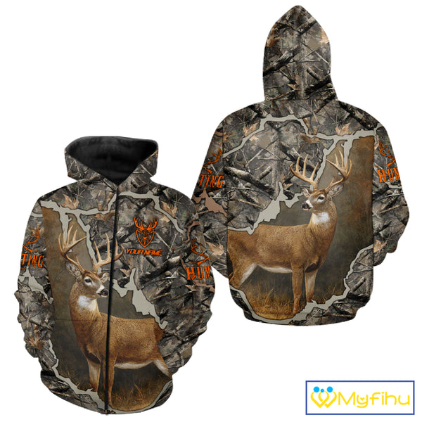 Custom Whitetail Deer Hunting Custom Name Camo Shirt, Deer Hunting Apparel, Camouflage Deer Shirts NBT118