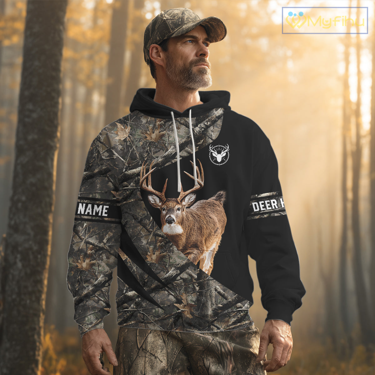 Whitetail Deer Hunting Shirt Camouflage Hoodie 3D Custom Name, Hunting Gift NBT324