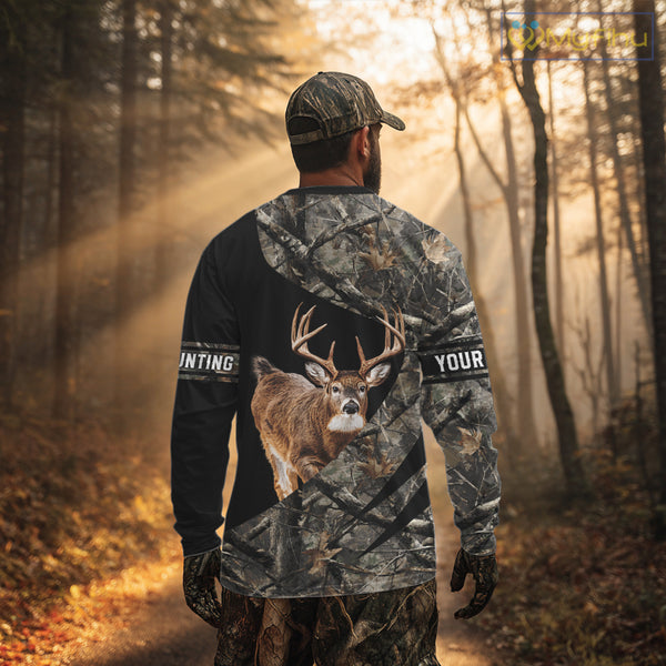 Whitetail Deer Hunting Shirt Camouflage Hoodie 3D Custom Name, Hunting Gift NBT324