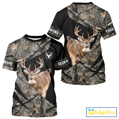 Whitetail Deer Hunting Shirt Camouflage Hoodie 3D Custom Name, Hunting Gift NBT324