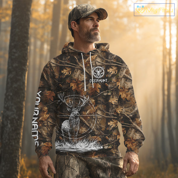 Deer Hunting Full Forest Camo 3D Printing Custom Name Shirts, Deer Hunting Clothes NBT126