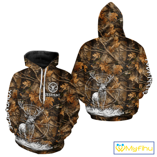 Deer Hunting Full Forest Camo 3D Printing Custom Name Shirts, Deer Hunting Clothes NBT126