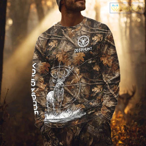 Deer Hunting Full Forest Camo 3D Printing Custom Name Shirts, Deer Hunting Clothes NBT126