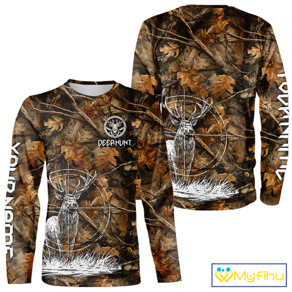 Deer Hunting Full Forest Camo 3D Printing Custom Name Shirts, Deer Hunting Clothes NBT126