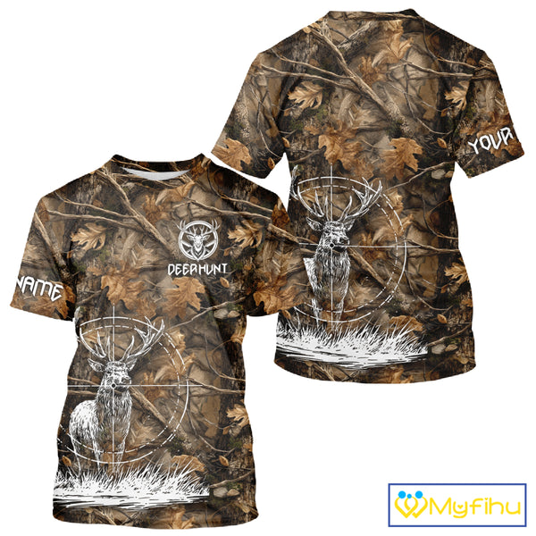 Deer Hunting Full Forest Camo 3D Printing Custom Name Shirts, Deer Hunting Clothes NBT126