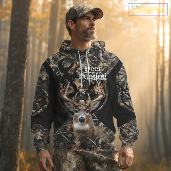 Personalized Deer Hunting 3D All Over Printed Hoodie Forest Camo, Hunting Gift NBT331