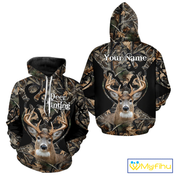 Personalized Deer Hunting 3D All Over Printed Hoodie Forest Camo, Hunting Gift NBT331