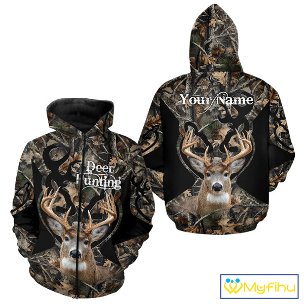 Personalized Deer Hunting 3D All Over Printed Hoodie Forest Camo, Hunting Gift NBT331