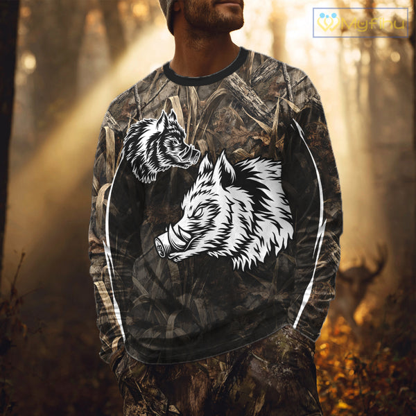 Custom Boar Hunting Full Camouflage 3D All Over Printed Shirts , Best Gift Ideas for Hunter NBT225