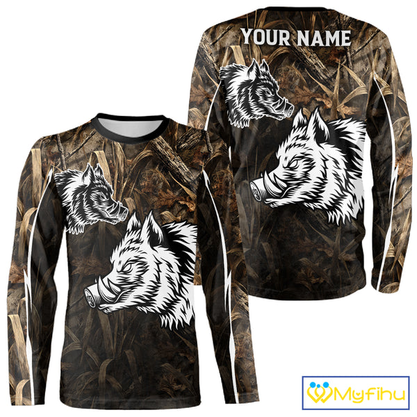 Custom Boar Hunting Full Camouflage 3D All Over Printed Shirts , Best Gift Ideas for Hunter NBT225