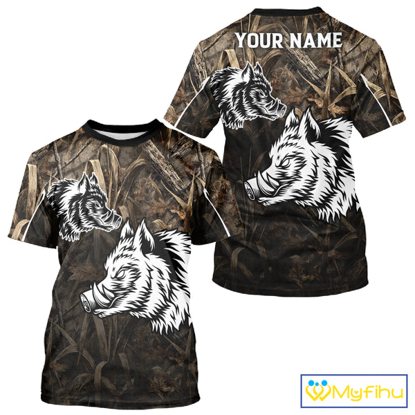 Custom Boar Hunting Full Camouflage 3D All Over Printed Shirts , Best Gift Ideas for Hunter NBT225
