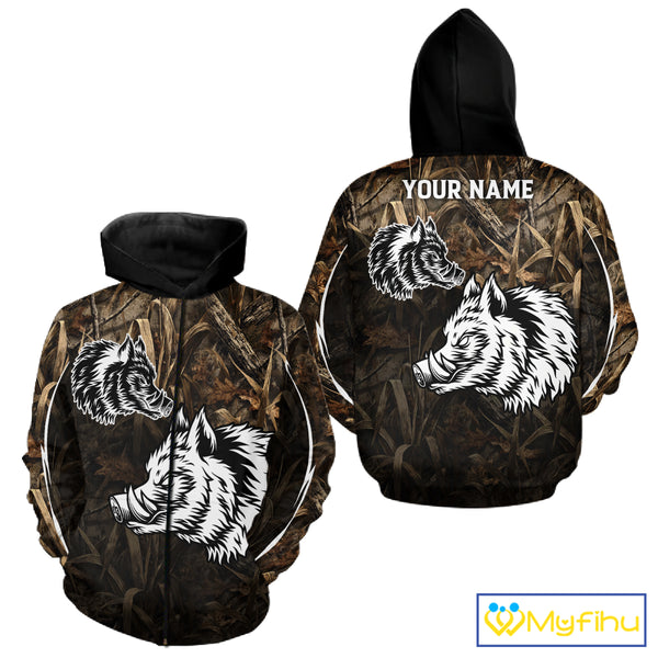 Custom Boar Hunting Full Camouflage 3D All Over Printed Shirts , Best Gift Ideas for Hunter NBT225