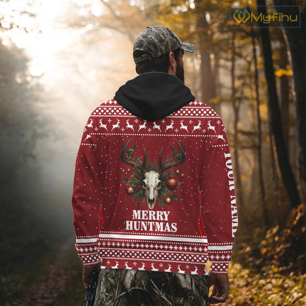 Personalized Ugly Christmas Deer Hunting Shirt Full Print Christmas Pattern, Christmas Gifts NBT284