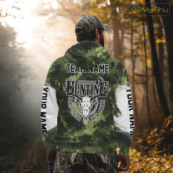 Green Camouflage Deer Hunting Shirts with American Flag – Custom Name, Gift for Hunters NBT37