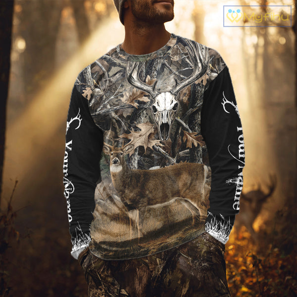 Deer Buck Camouflage Custom Name 3D All Over Printed Shirts, Deer Hunting Shirt, Hunting Accessories NBT337