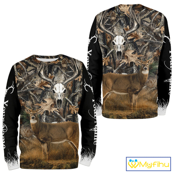 Deer Buck Camouflage Custom Name 3D All Over Printed Shirts, Deer Hunting Shirt, Hunting Accessories NBT337