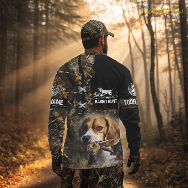Rabbit Hunting Forest Camo 3D All Over Printed Custom Name Shirt, Rabbit Hunting Gifts NBT141