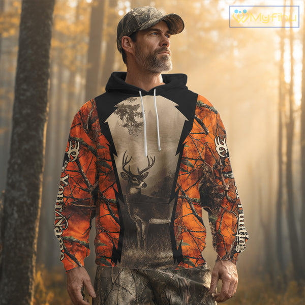 Orange Camouflage Deer Hunting Shirts, Hunting Clothes for Men, Deer Hunting Gifts NBT227