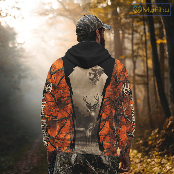 Orange Camouflage Deer Hunting Shirts, Hunting Clothes for Men, Deer Hunting Gifts NBT227
