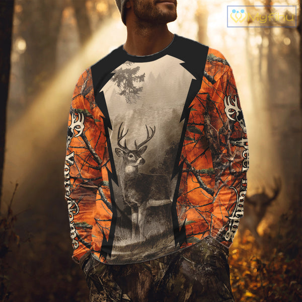 Orange Camouflage Deer Hunting Shirts, Hunting Clothes for Men, Deer Hunting Gifts NBT227
