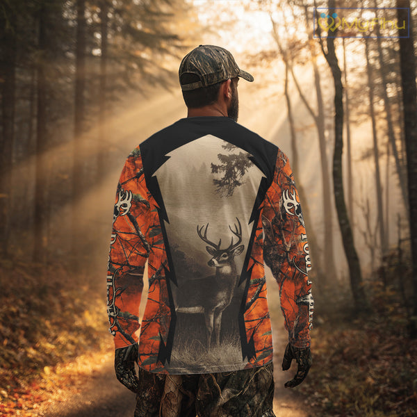 Orange Camouflage Deer Hunting Shirts, Hunting Clothes for Men, Deer Hunting Gifts NBT227