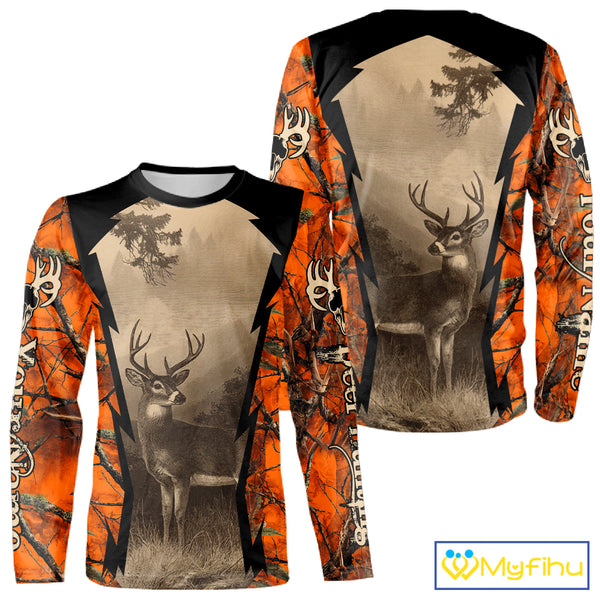 Orange Camouflage Deer Hunting Shirts, Hunting Clothes for Men, Deer Hunting Gifts NBT227